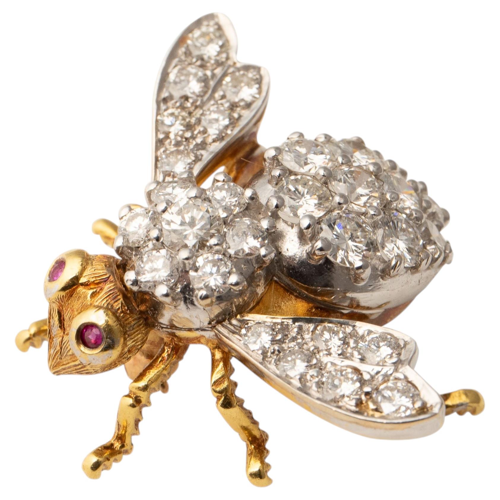 Herbert Rosenthal Iconic Large Gold and Diamond Bee Brooch at 1stDibs
