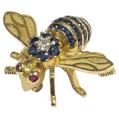 Herbert Rosenthal large 18k Sapphire and Diamond Bee Brooch