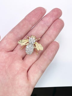 Herbert Rosenthal Large Bee Diamond Pin Brooch Rare Find 1.55 Carats