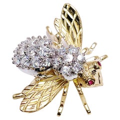 Herbert Rosenthal Broche en forme d'abeille avec grande épingle en diamant de 1,55 carat