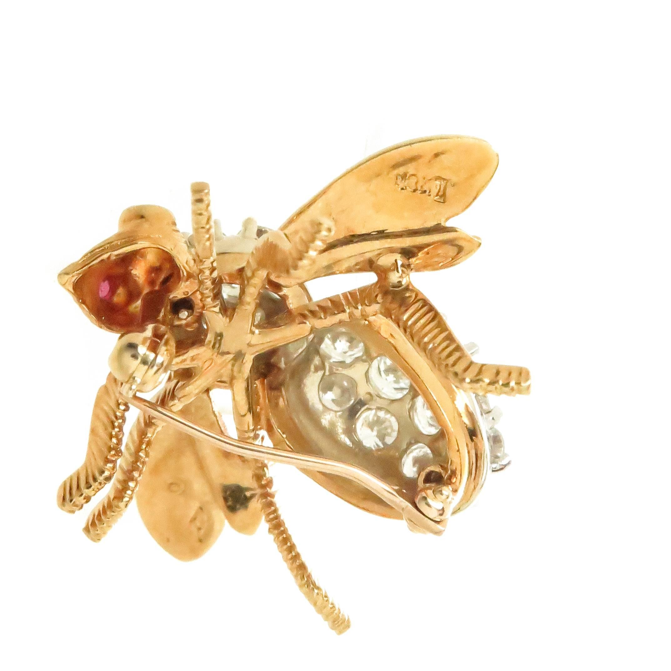 Women's Herbert Rosenthal Large Yellow Gold Diamond Bee Brooch
