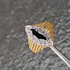 Herbert Rosenthal Marquise Blauer Saphir Diamant Ring 18k Gelbgold 6.5 9.2g