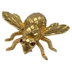 Herbert Rosenthal Broche abeille vintage en or jaune 18 carats 