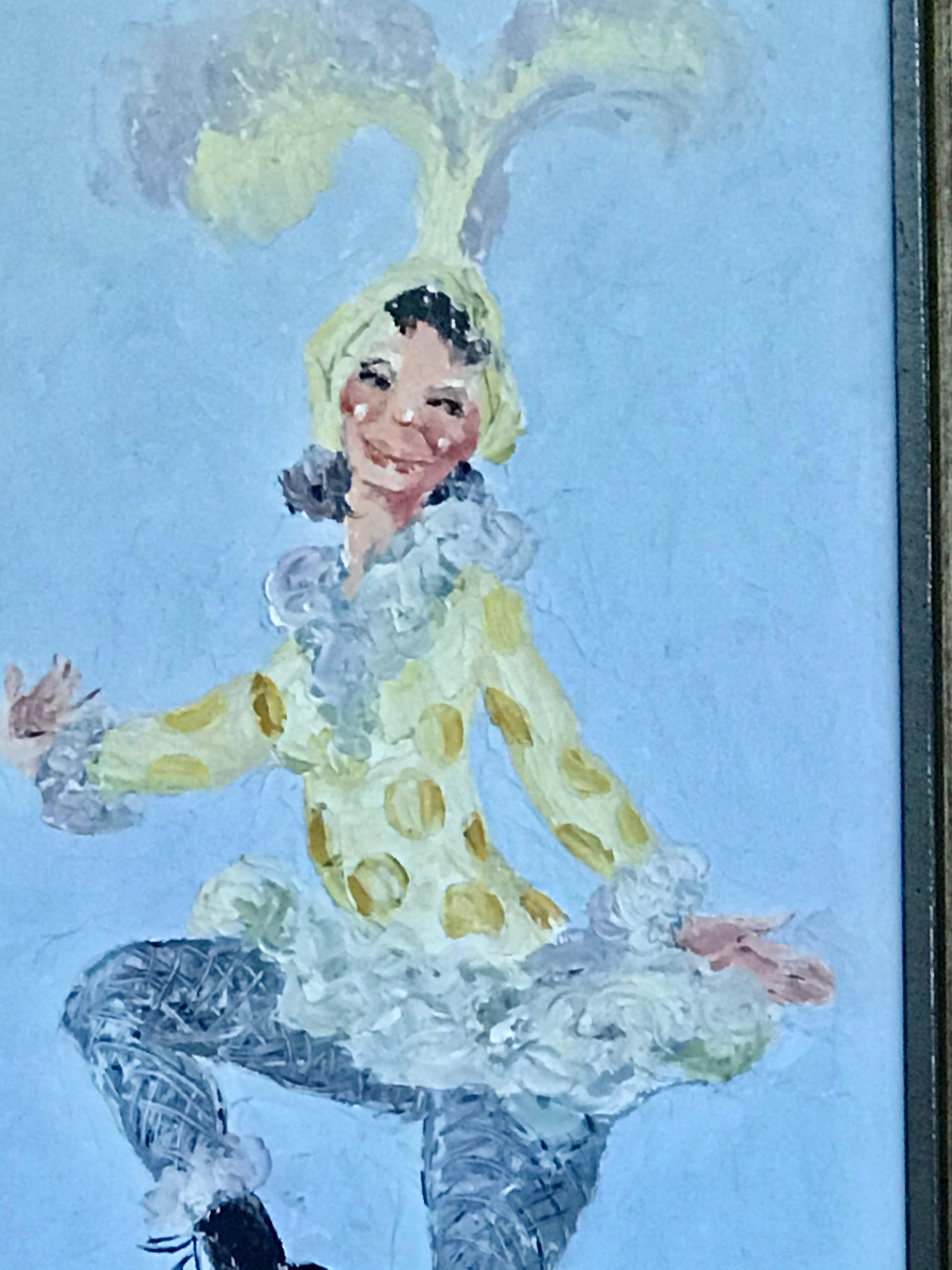 Mid-Century Modern Herbert S. Wyllie New Jersey Artist, Pai of Circus Performers Oil/Bd