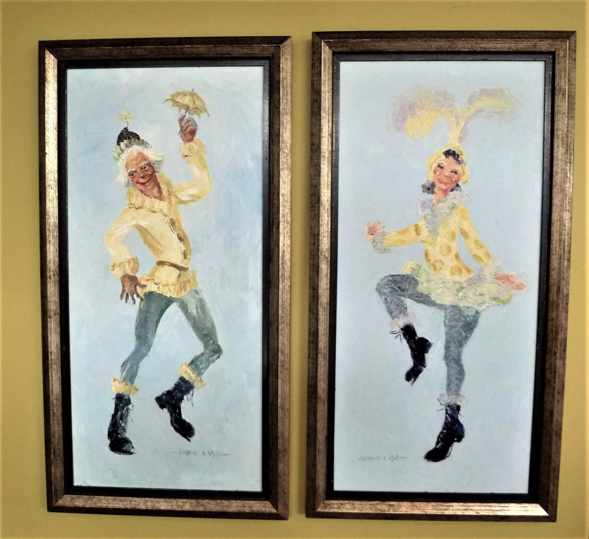 Herbert S. Wyllie New Jersey Artist, Pai of Circus Performers Oil/Bd In Good Condition In Miami, FL