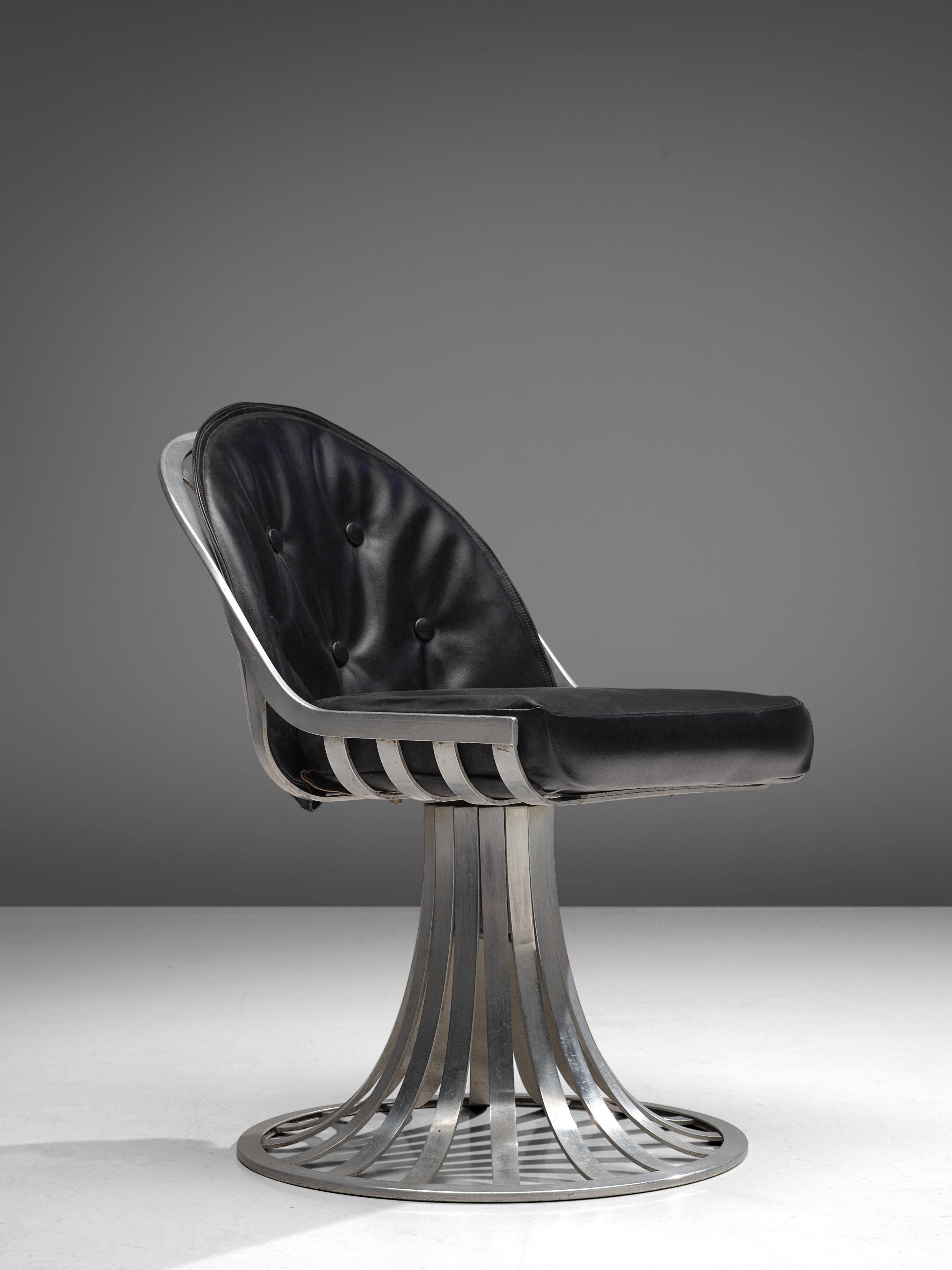 Herbert Saiger Dining Chair in Black Upholstery and Aluminum 1