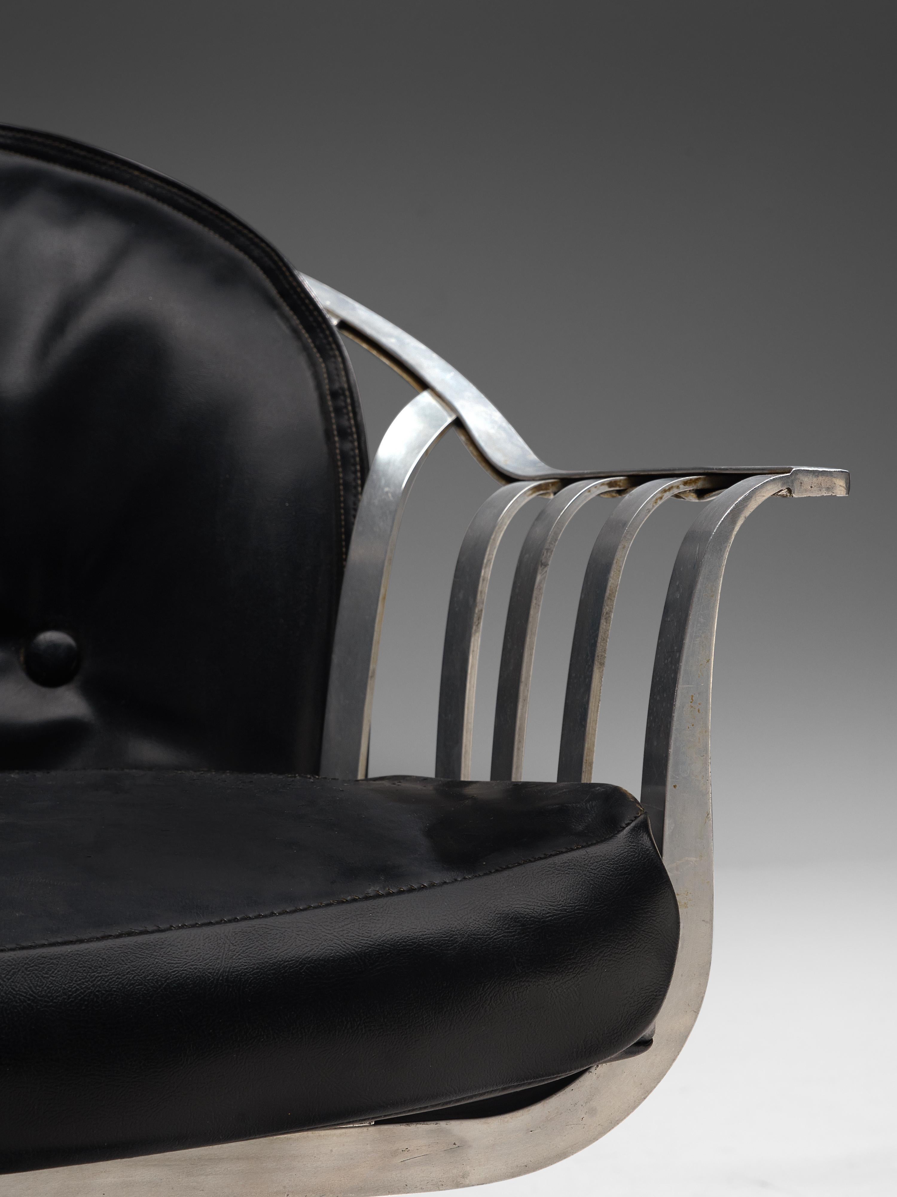 Herbert Saiger Dining Chair in Black Upholstery and Aluminum 2