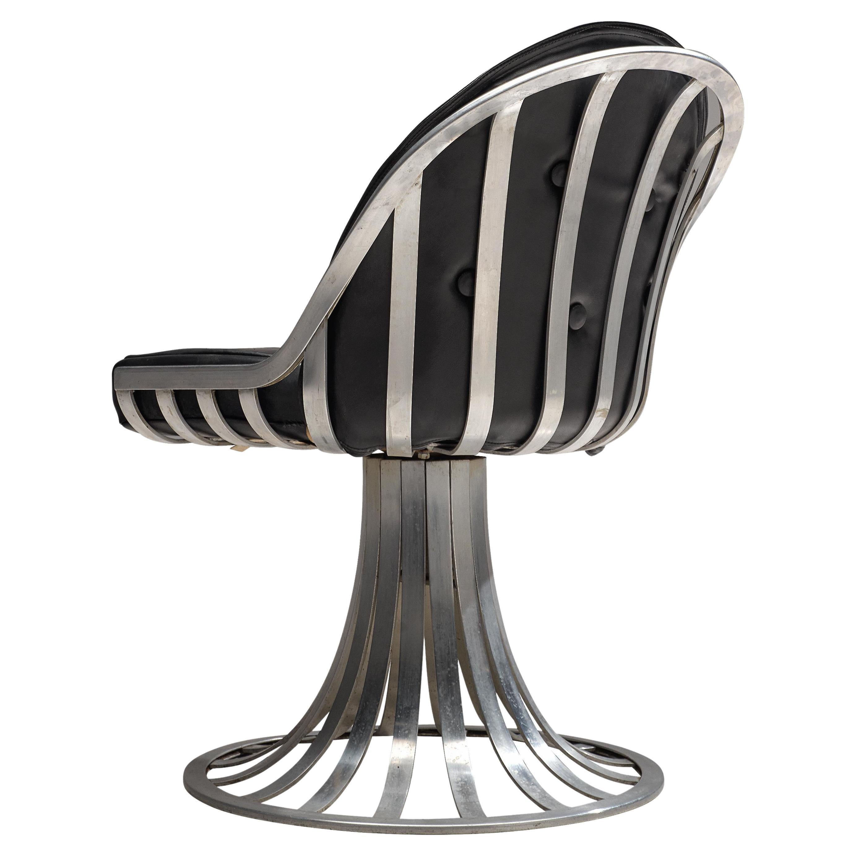 Herbert Saiger Dining Chair in Black Upholstery and Aluminum