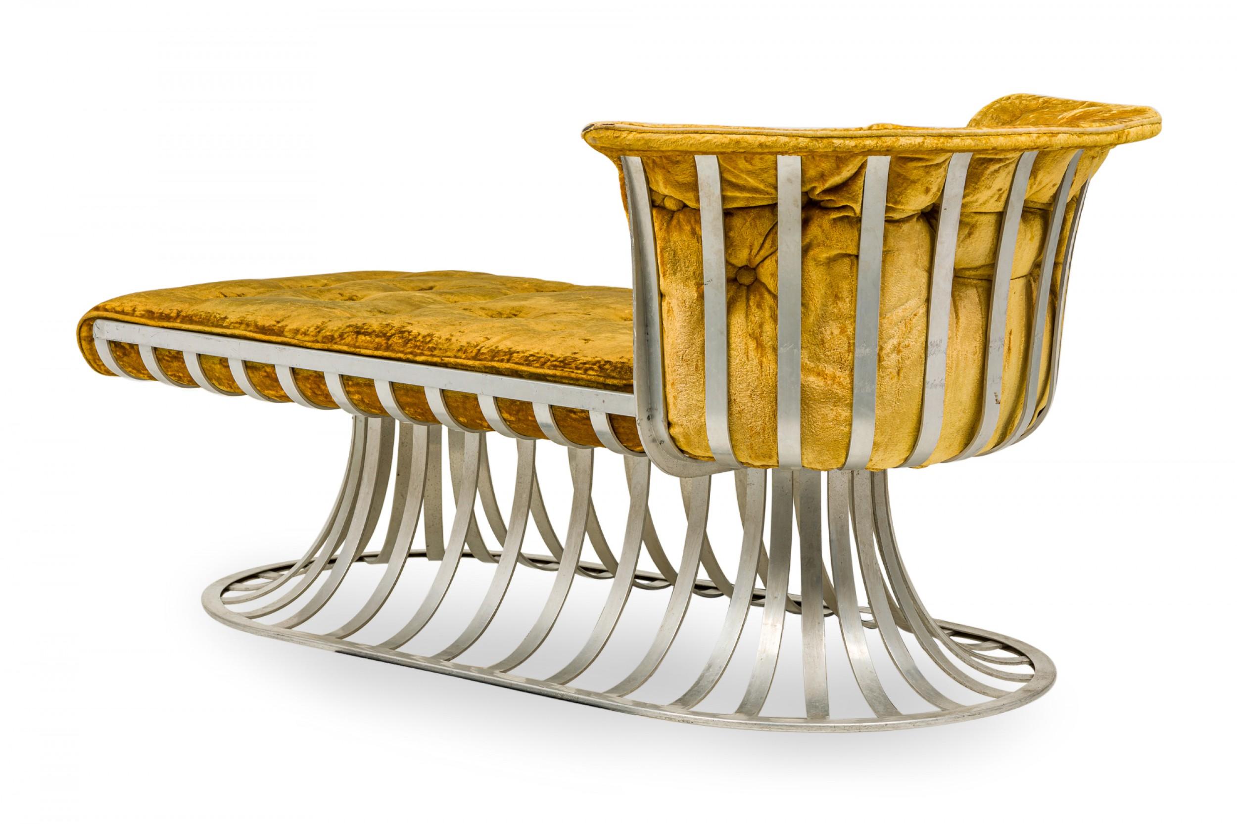 Molded Herbert Saiger for Lee L Woodard & Sons Aluminum Upholstered Tulip Base Chaise For Sale