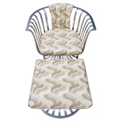 Herbert Saiger for Russell Woodard Polished Aluminum Tulip Chair with Ottoman
