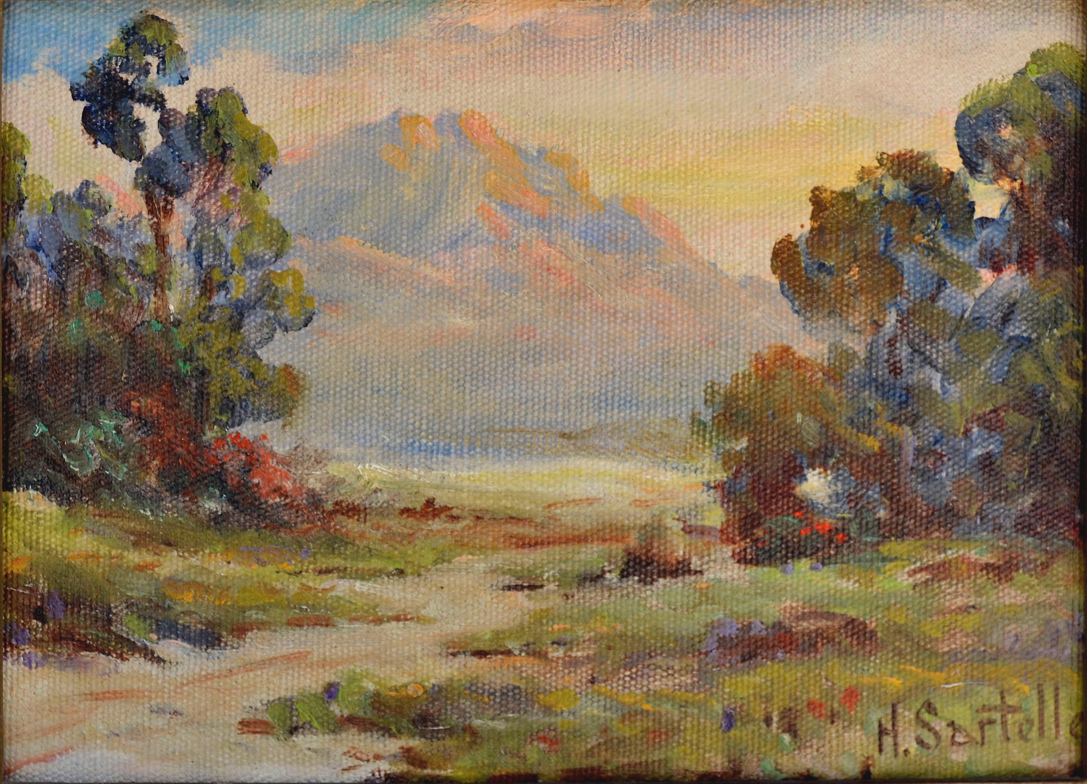 Path to the San Gabriel Mountains Landscape, Pair - American Impressionist Painting by Herbert Sartelle