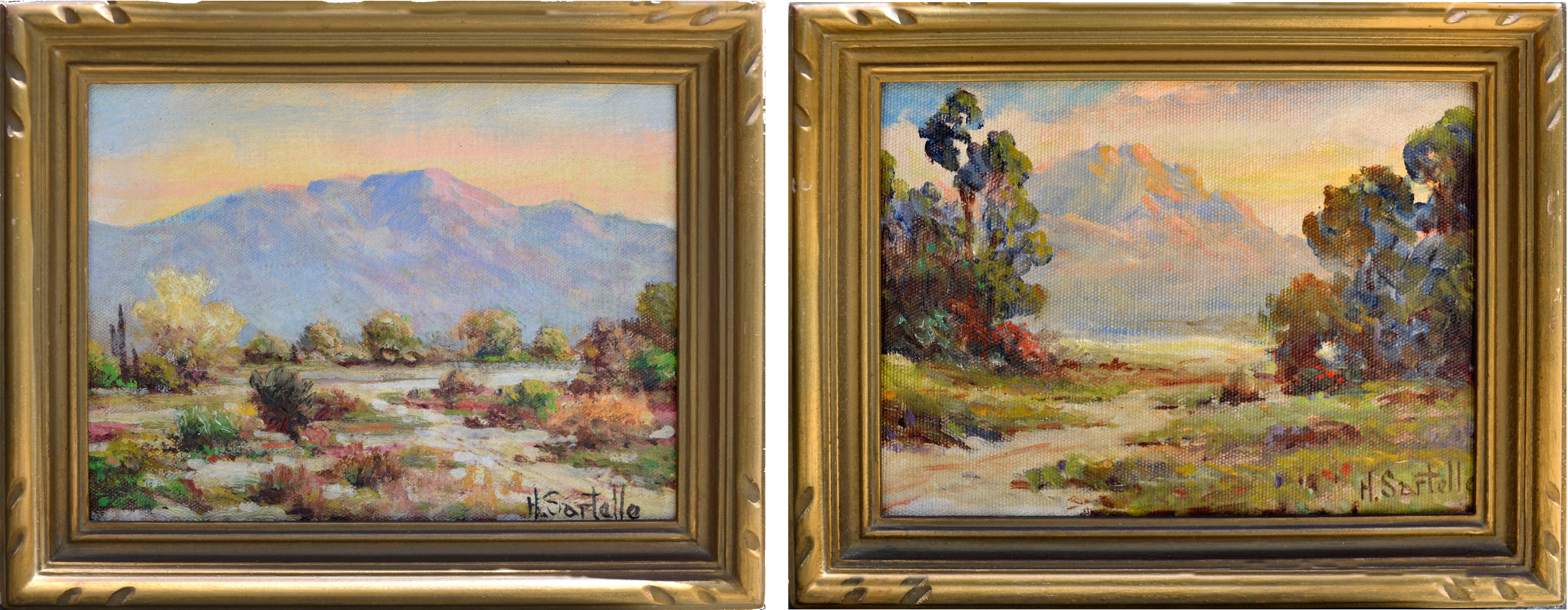 Herbert Sartelle Landscape Painting - Path to the San Gabriel Mountains Landscape, Pair