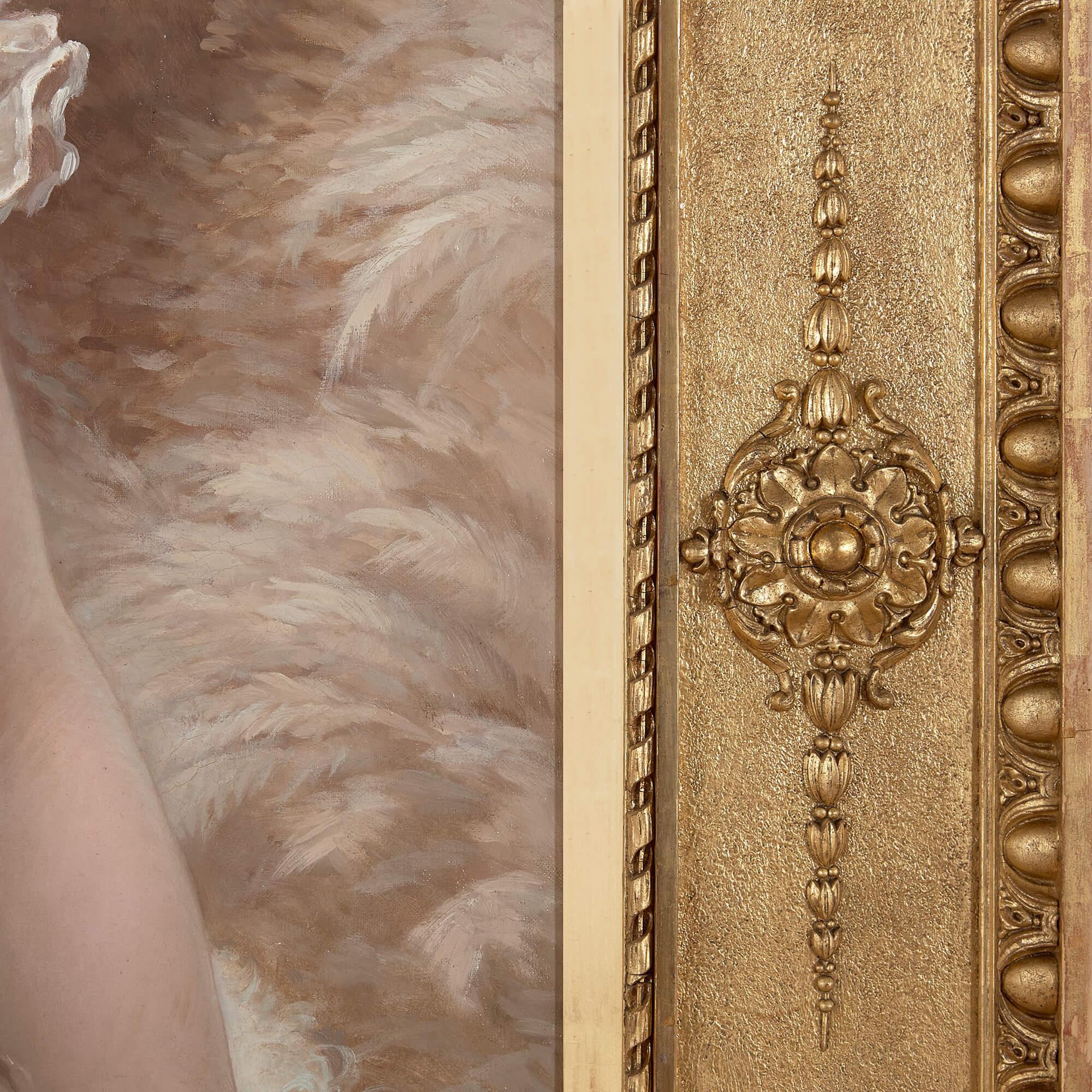 « The Feather Boa », une grande peinture à l'huile de Miss Crofton réalisée par Herbert Sidney en vente 4