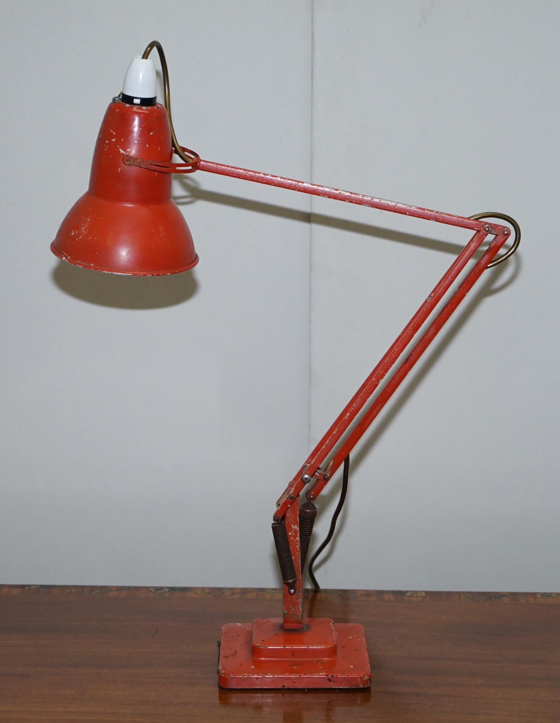 Herbert Terry Model 1227 Anglepoise Articulated Table Lamp Original Red Paint 2