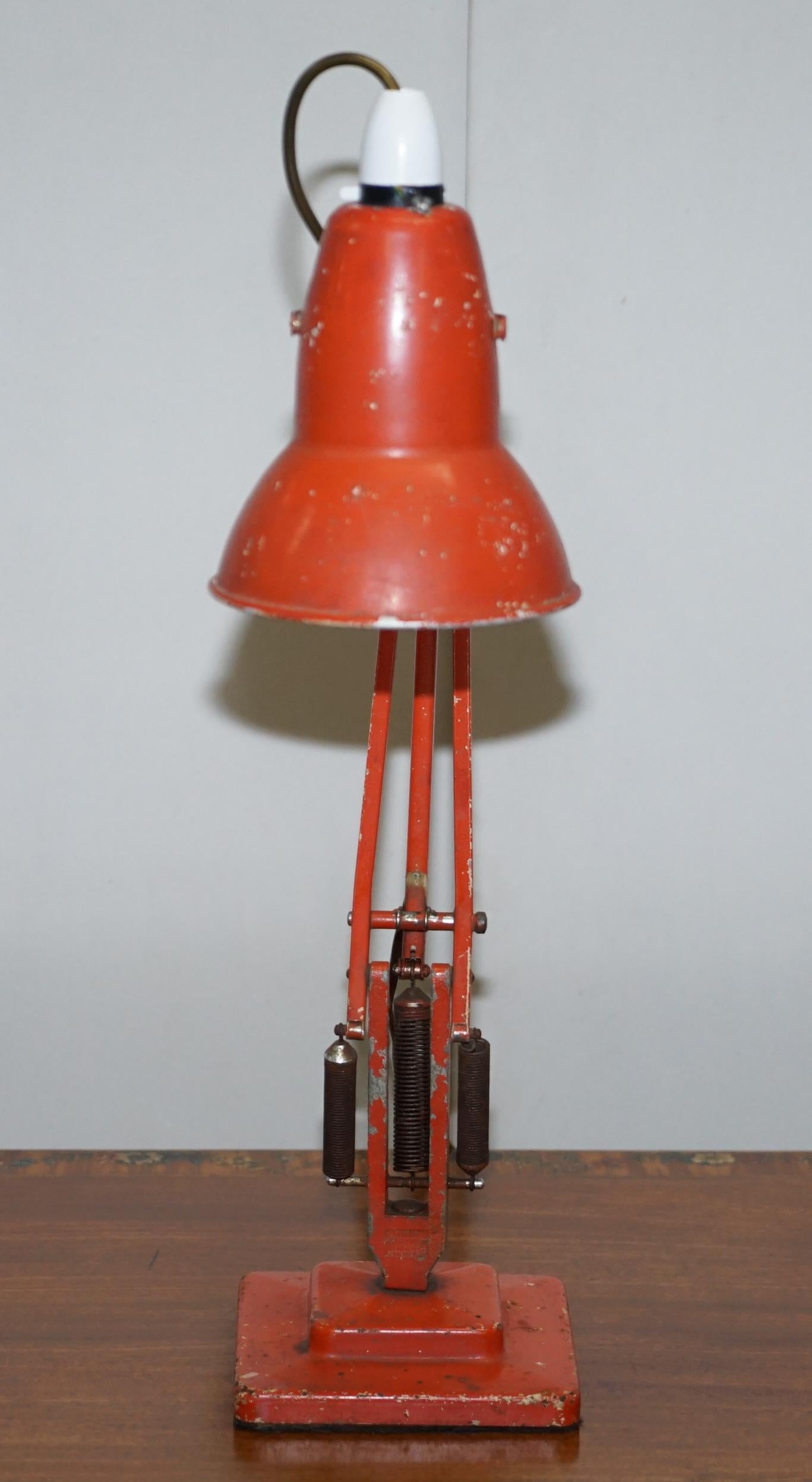 20th Century Herbert Terry Model 1227 Anglepoise Articulated Table Lamp Original Red Paint