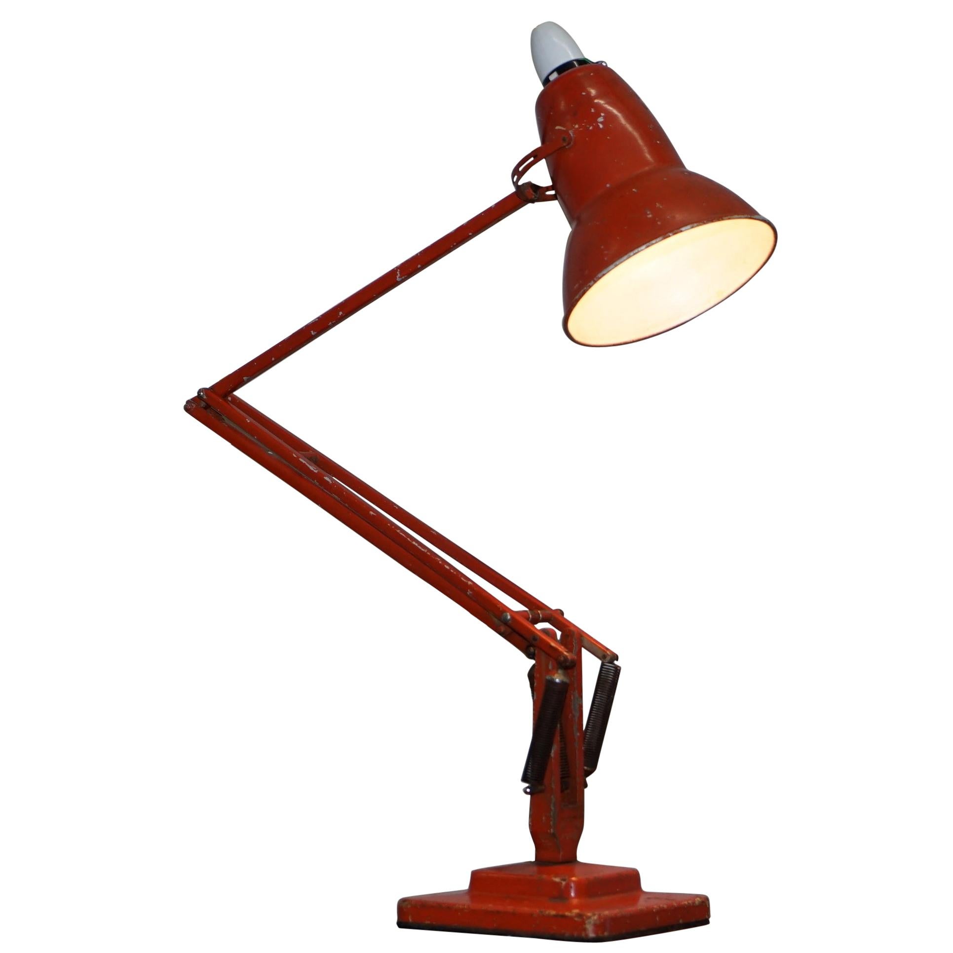 Herbert Terry Model 1227 Anglepoise Articulated Table Lamp Original Red Paint