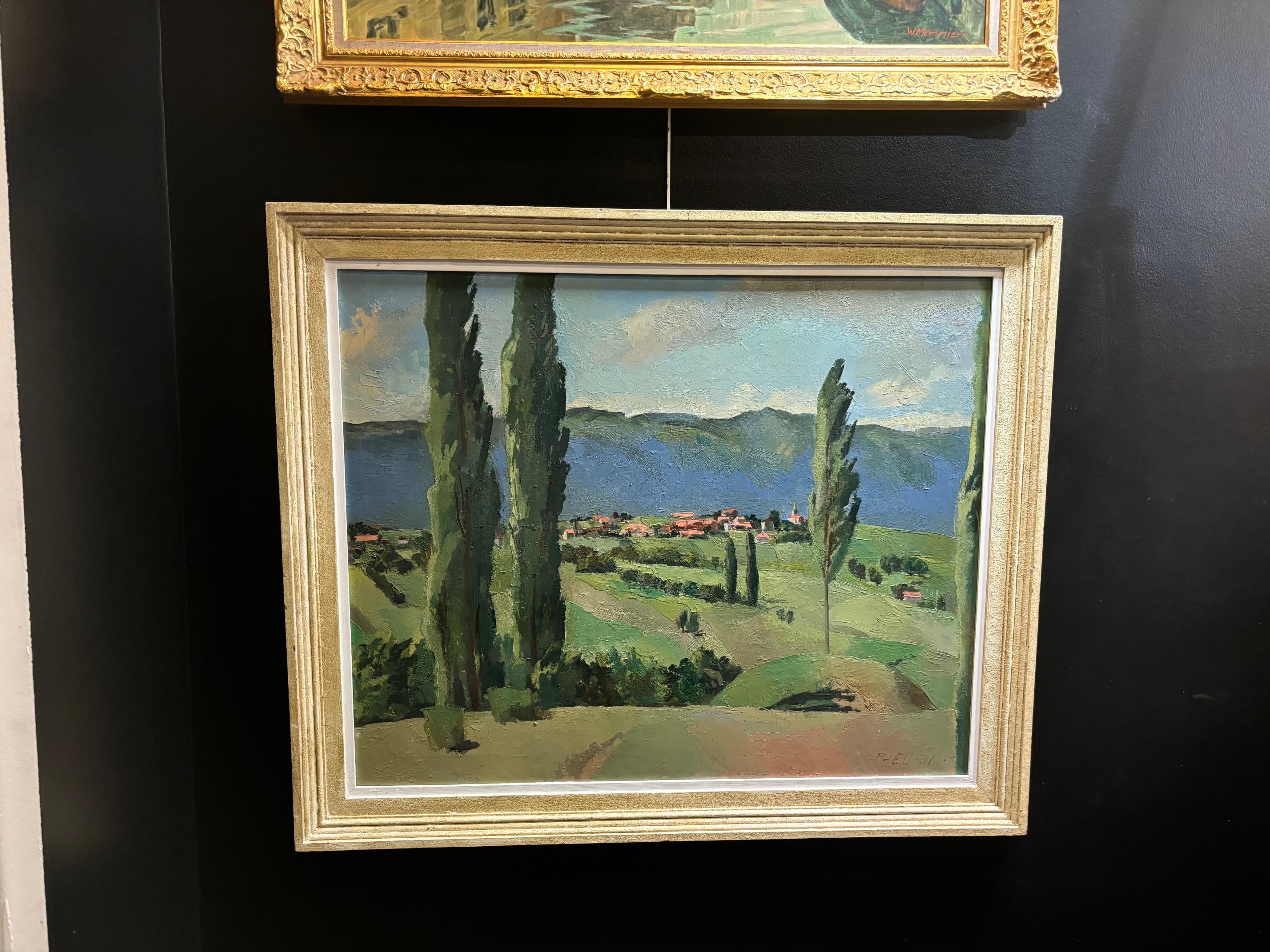Paisaje campestre de Herbert Theurillat - Óleo sobre lienzo 81x100 cm en venta 2
