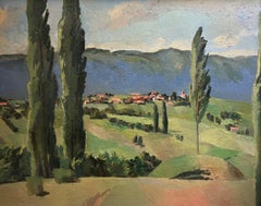 Paysage de campagne par Herbert Theurillat - Huile sur toile 81x100 cm