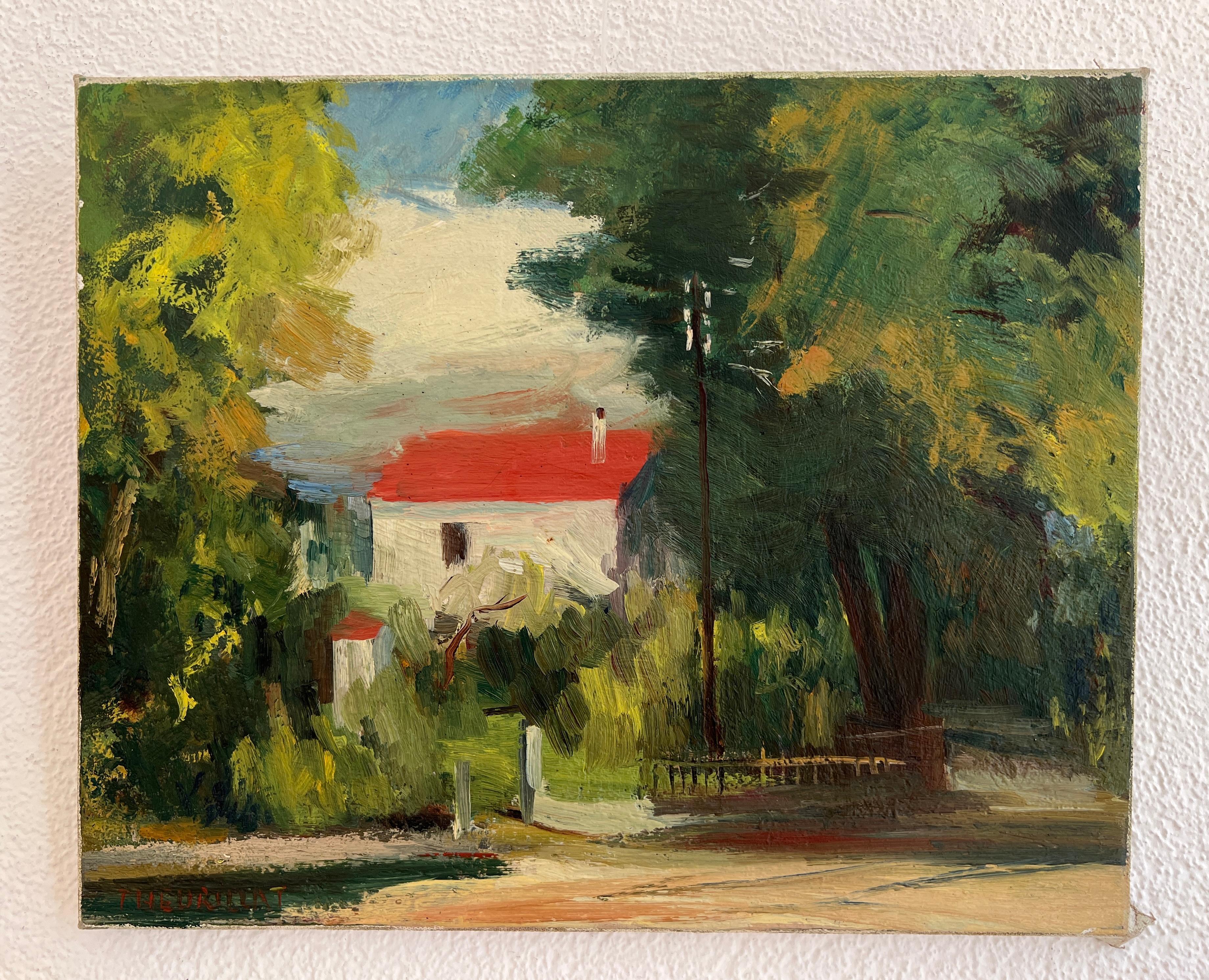 Haus mit rotem Dach – Painting von Herbert Theurillat