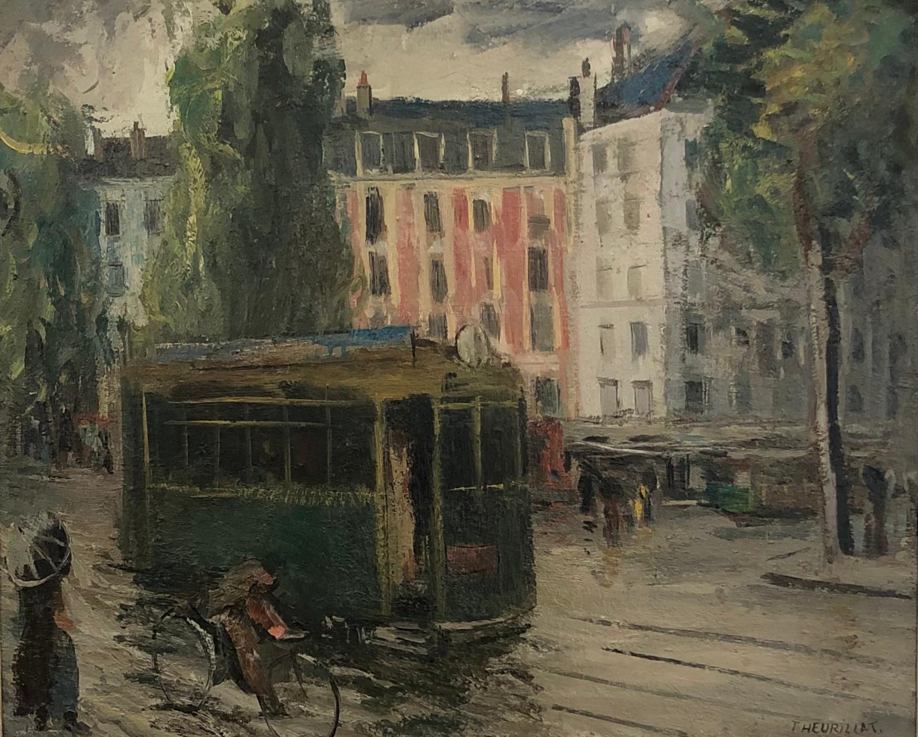 Herbert Theurillat Landscape Painting - Carrefour de Rive on a rainy day, Geneva