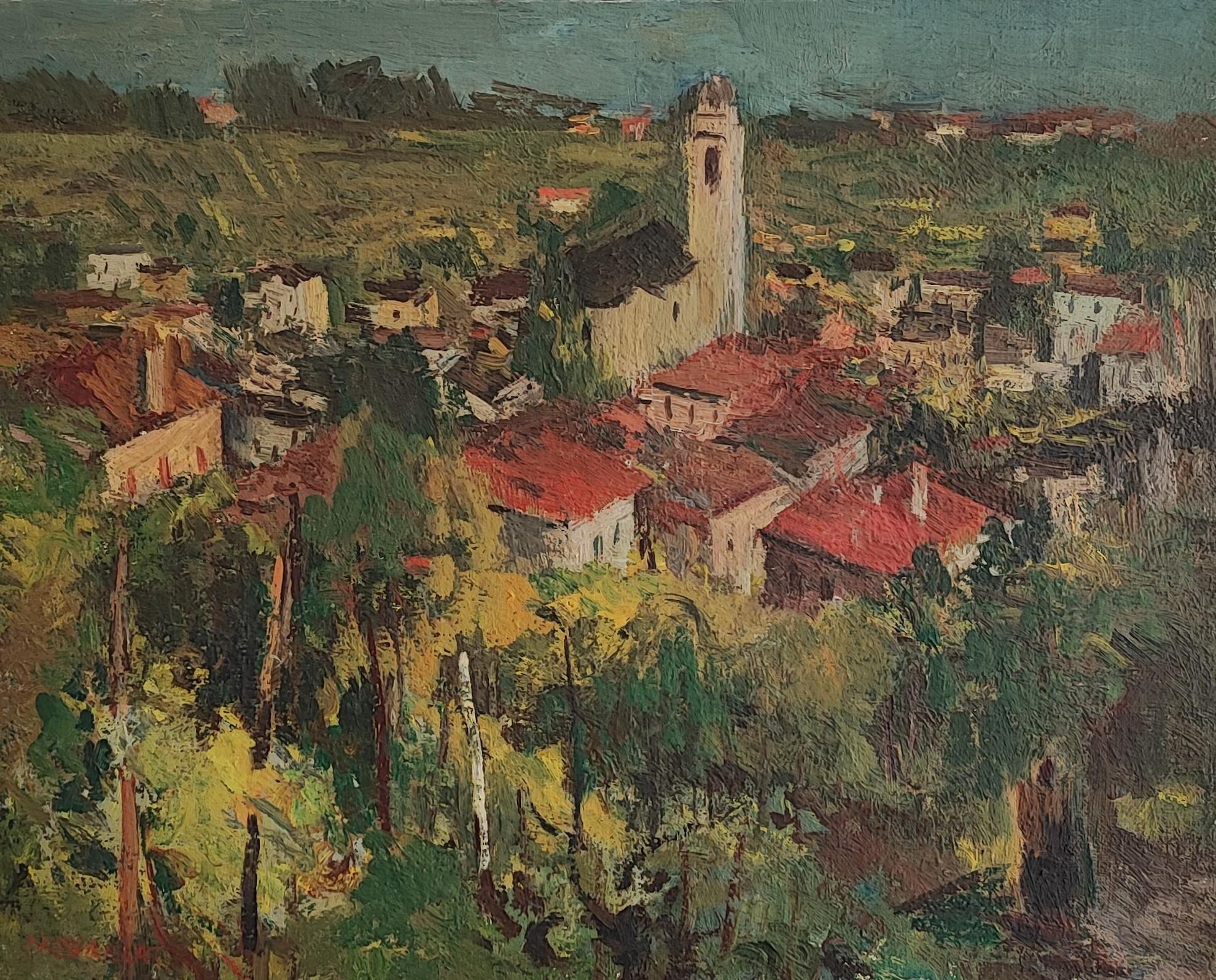 Herbert Theurillat Figurative Painting - View of the heights of a village