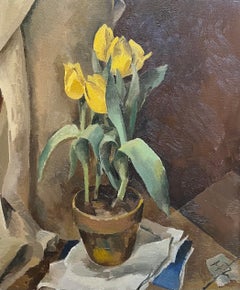 "Gelbe Tulpen" von Herbert Theurillat - Öl auf Leinwand 46x55 cm