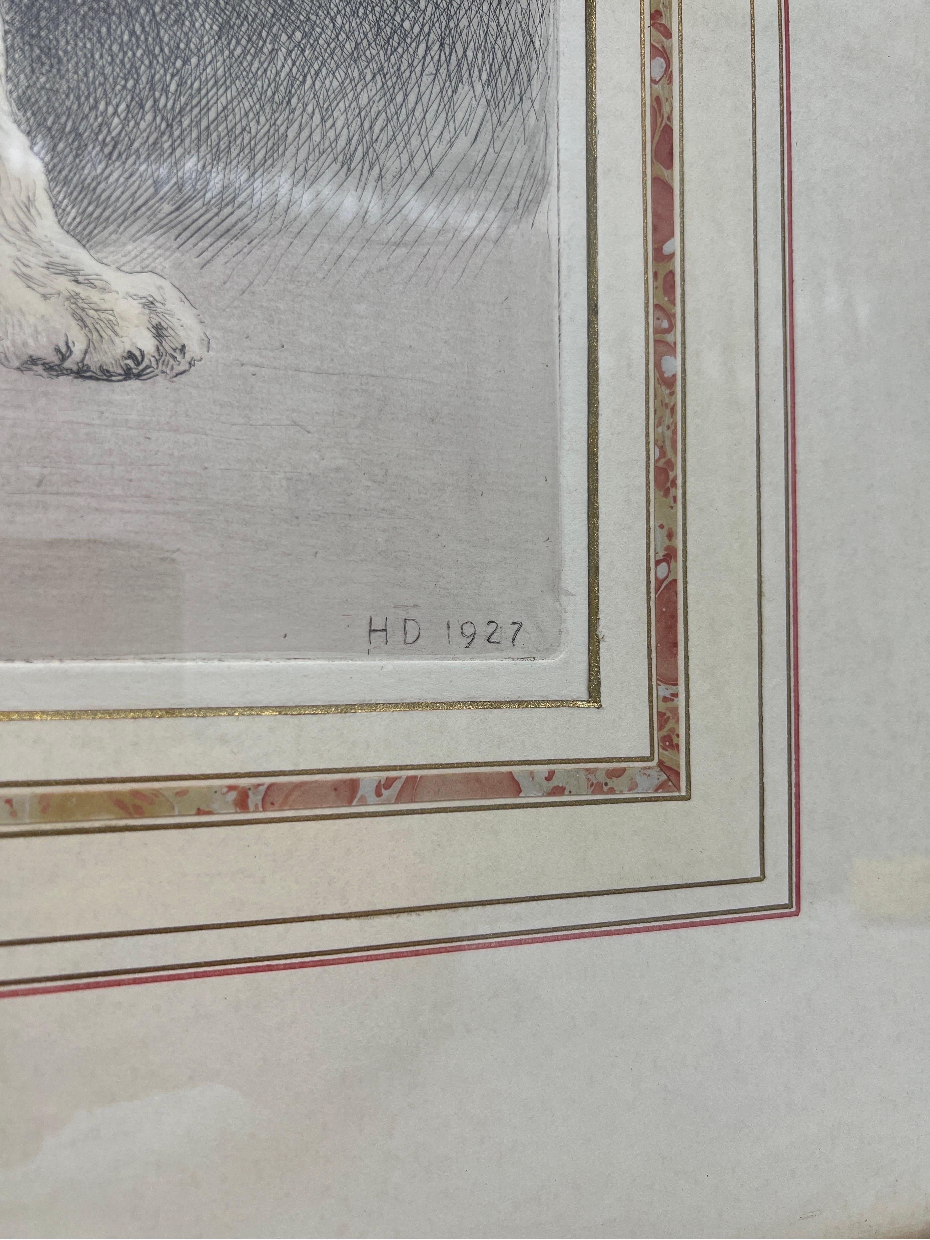 Herbert Thomas Dicksee (British, 1862-1942) “Dandie Pup” Etching C. 1927 In Good Condition In Atlanta, GA