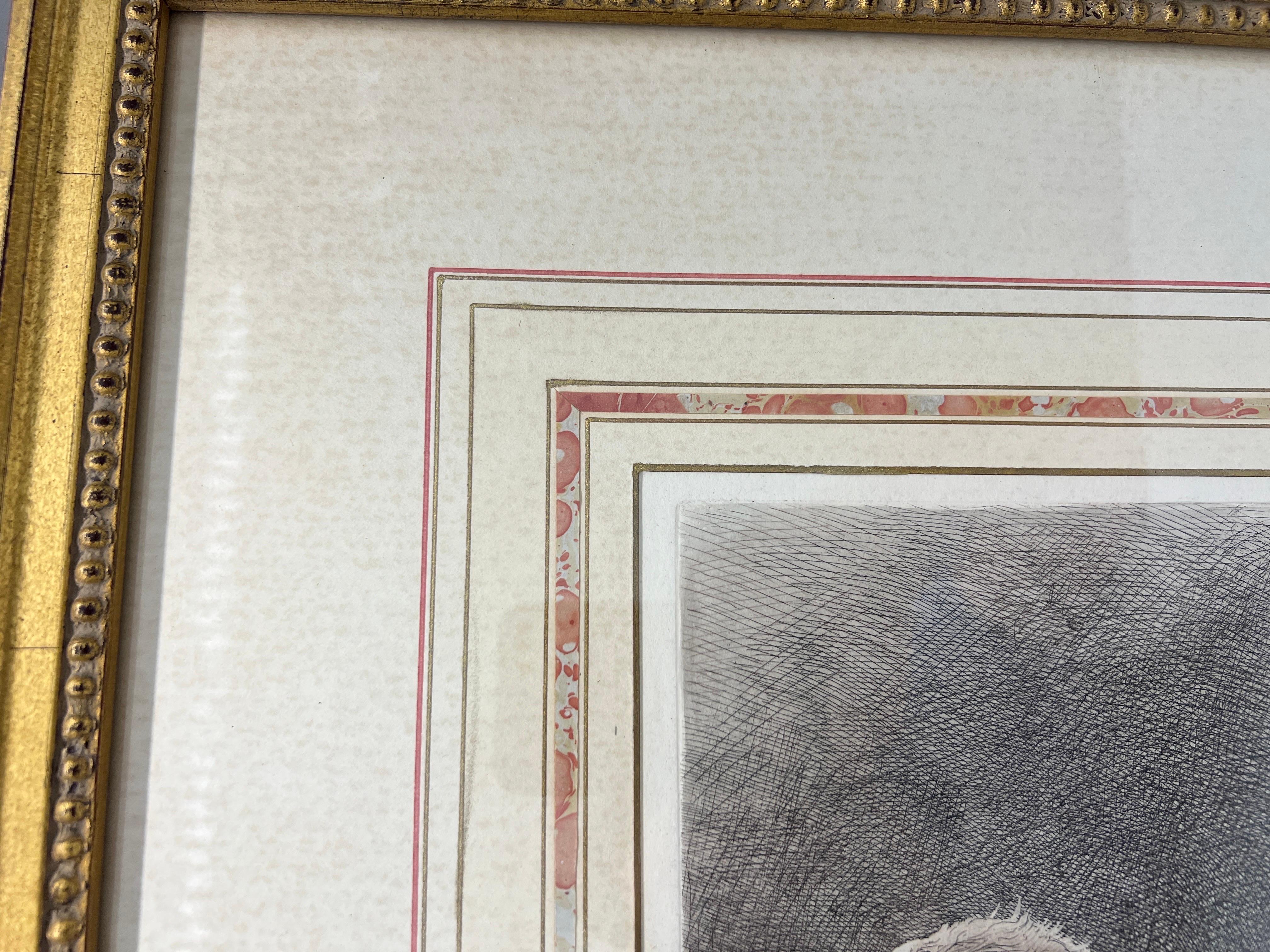Giltwood Herbert Thomas Dicksee (British, 1862-1942) “Dandie Pup” Etching C. 1927
