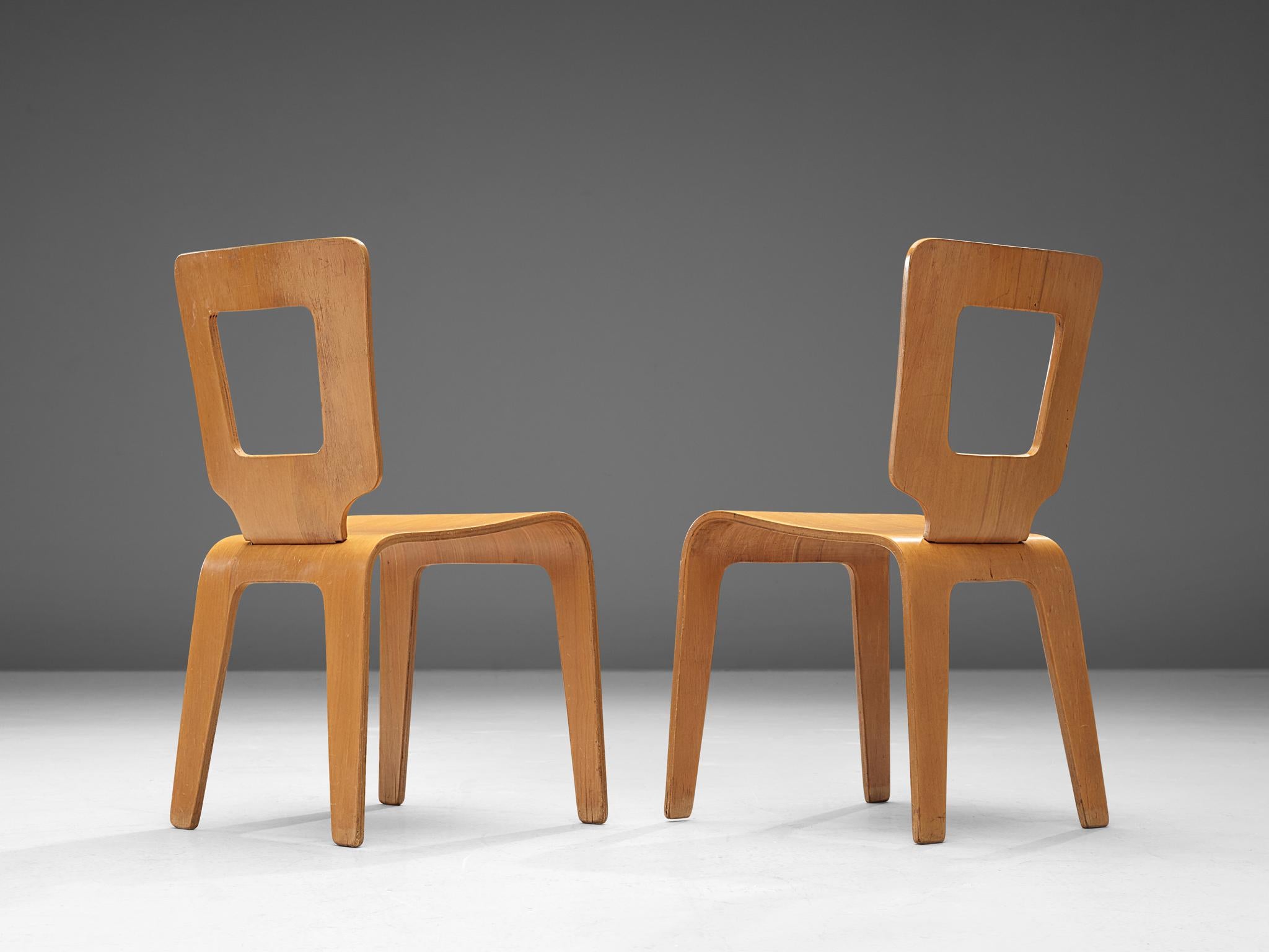 Herbert von Jordan Chairs in Plywood In Good Condition In Waalwijk, NL