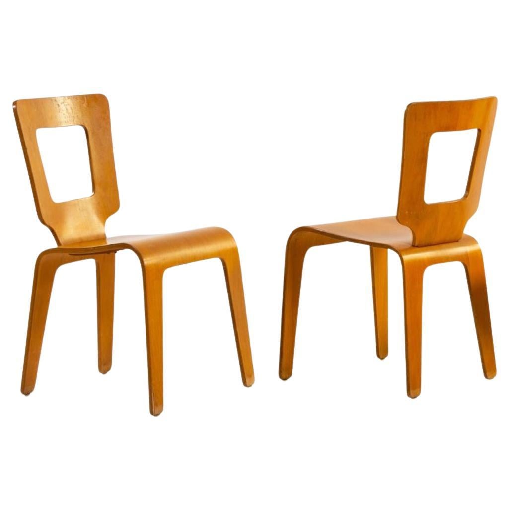 Herbert Von Thaden And Donald Lewis Jordan Molded Birch Plywood Chairs Model 102 For Sale