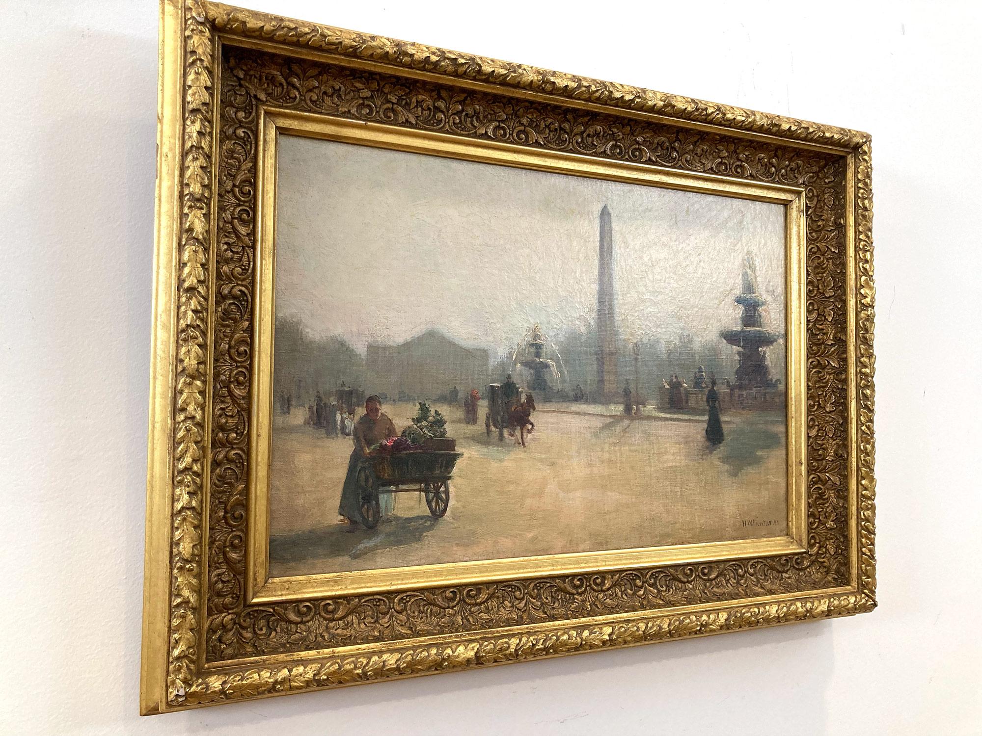 „Place de la Concord“ Französische impressionistische Pariser Straßenszene, Öl auf Leinwand im Angebot 5