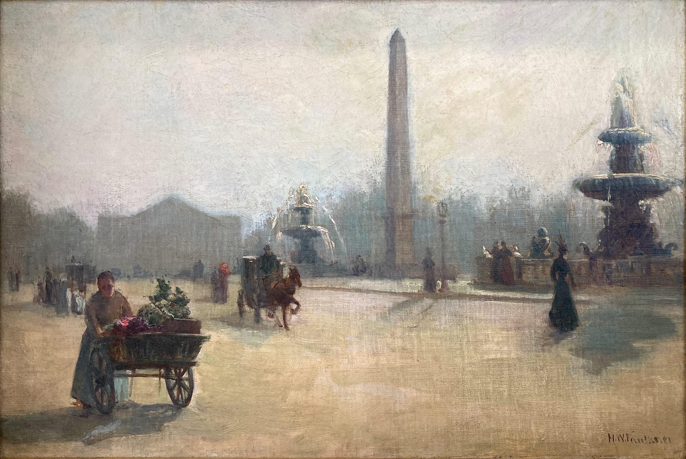 „Place de la Concord“ Französische impressionistische Pariser Straßenszene, Öl auf Leinwand – Painting von Herbert Waldron Faulkner