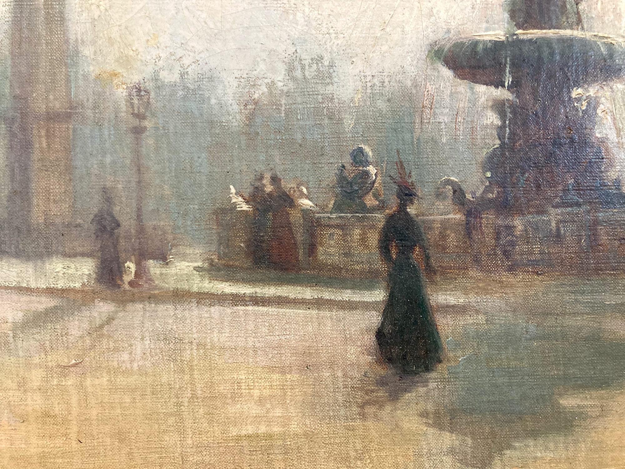 „Place de la Concord“ Französische impressionistische Pariser Straßenszene, Öl auf Leinwand (Braun), Landscape Painting, von Herbert Waldron Faulkner