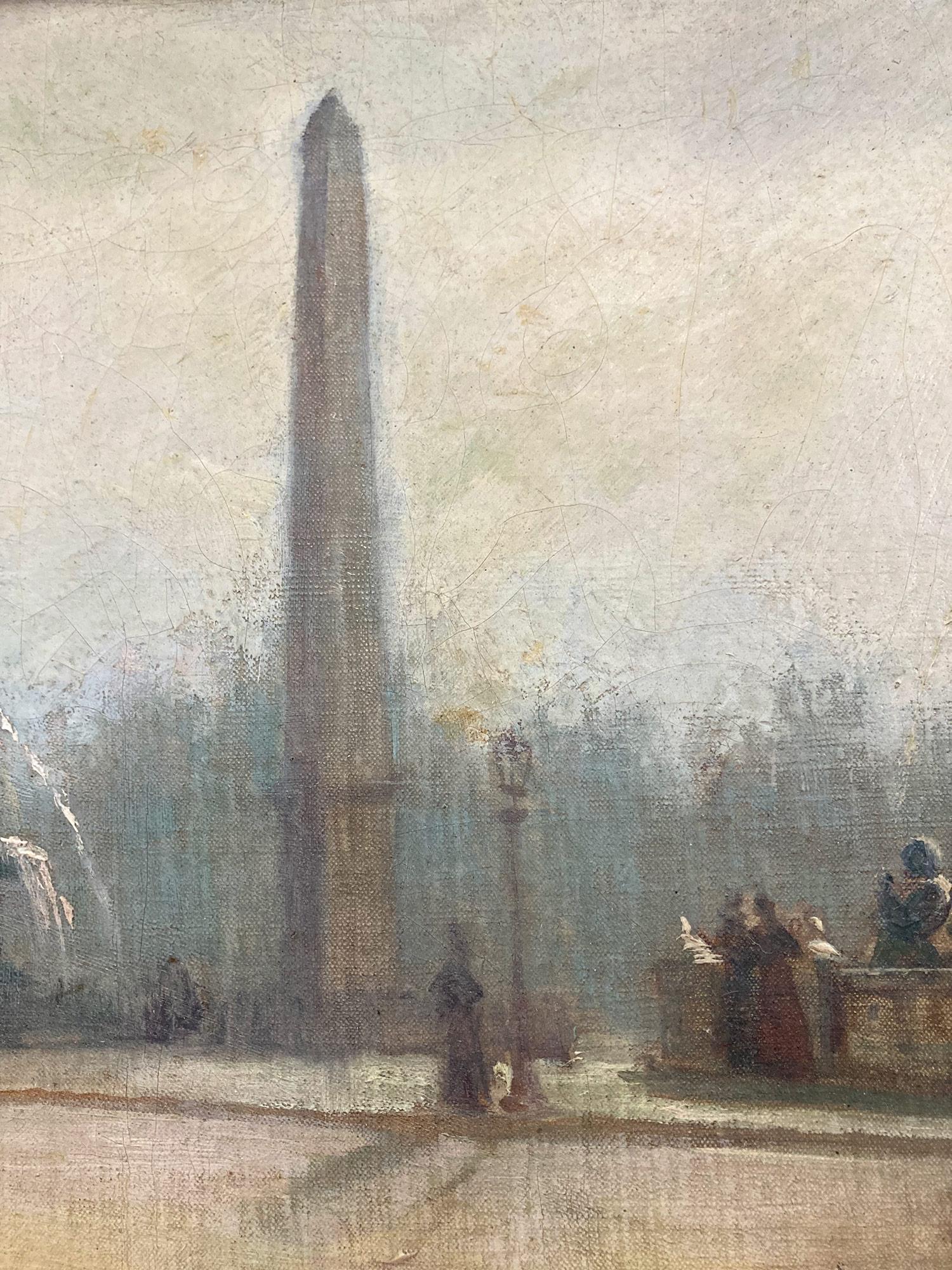 „Place de la Concord“ Französische impressionistische Pariser Straßenszene, Öl auf Leinwand im Angebot 1