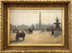 « Place de la Concorde », huile sur toile d'une scène de rue impressionniste parisienne