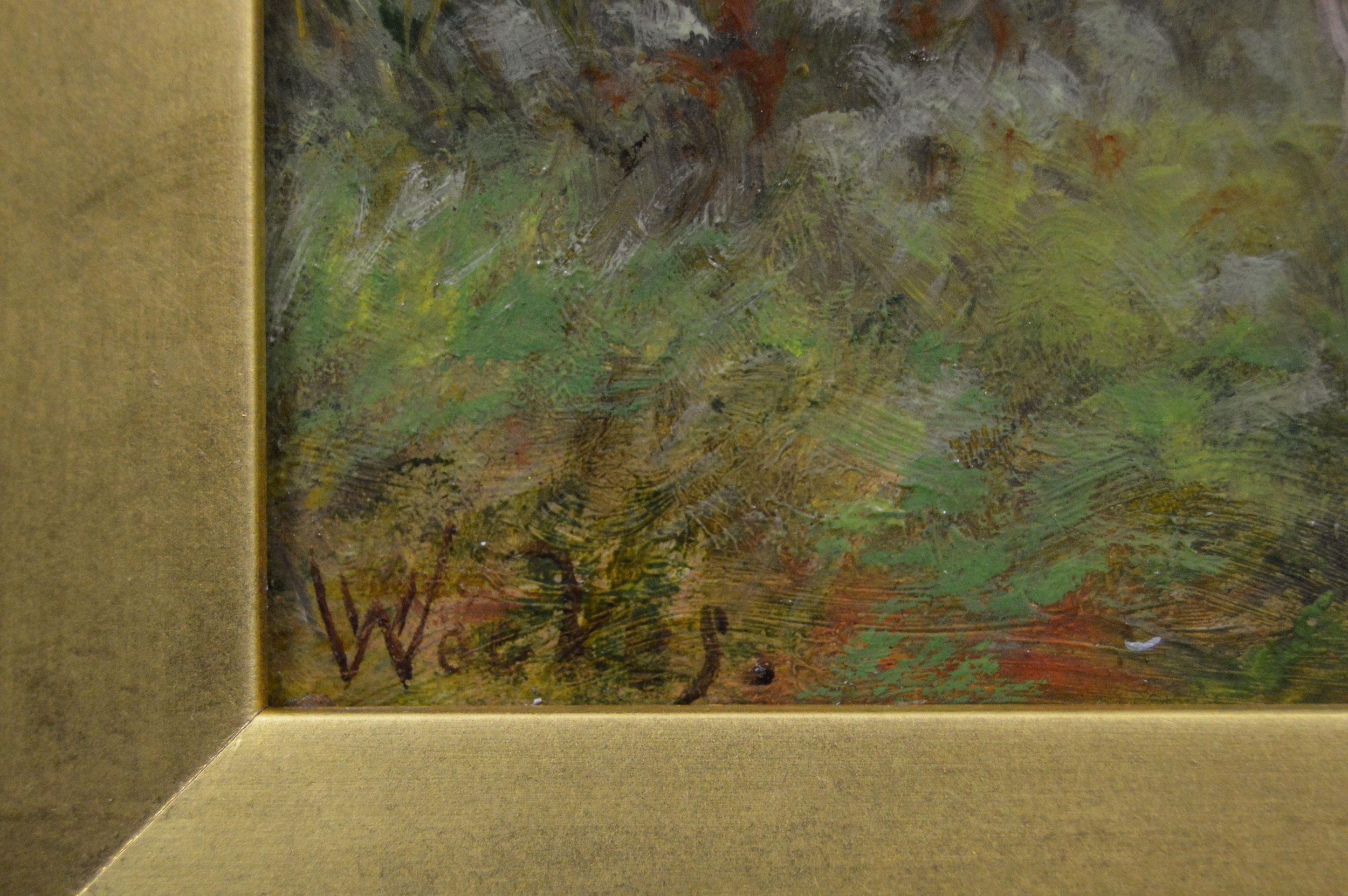 19th Century genre oil painting of a donkey with pigs 1