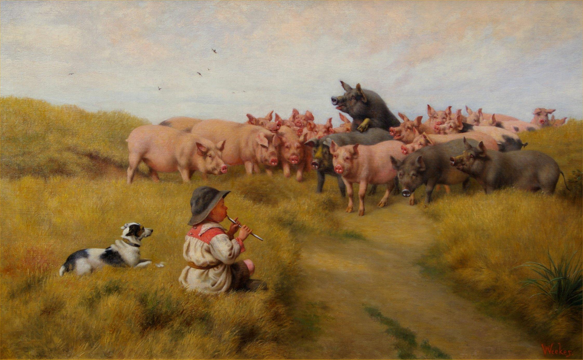 Herbert William Weekes Animal Painting - An Appreciative Audience