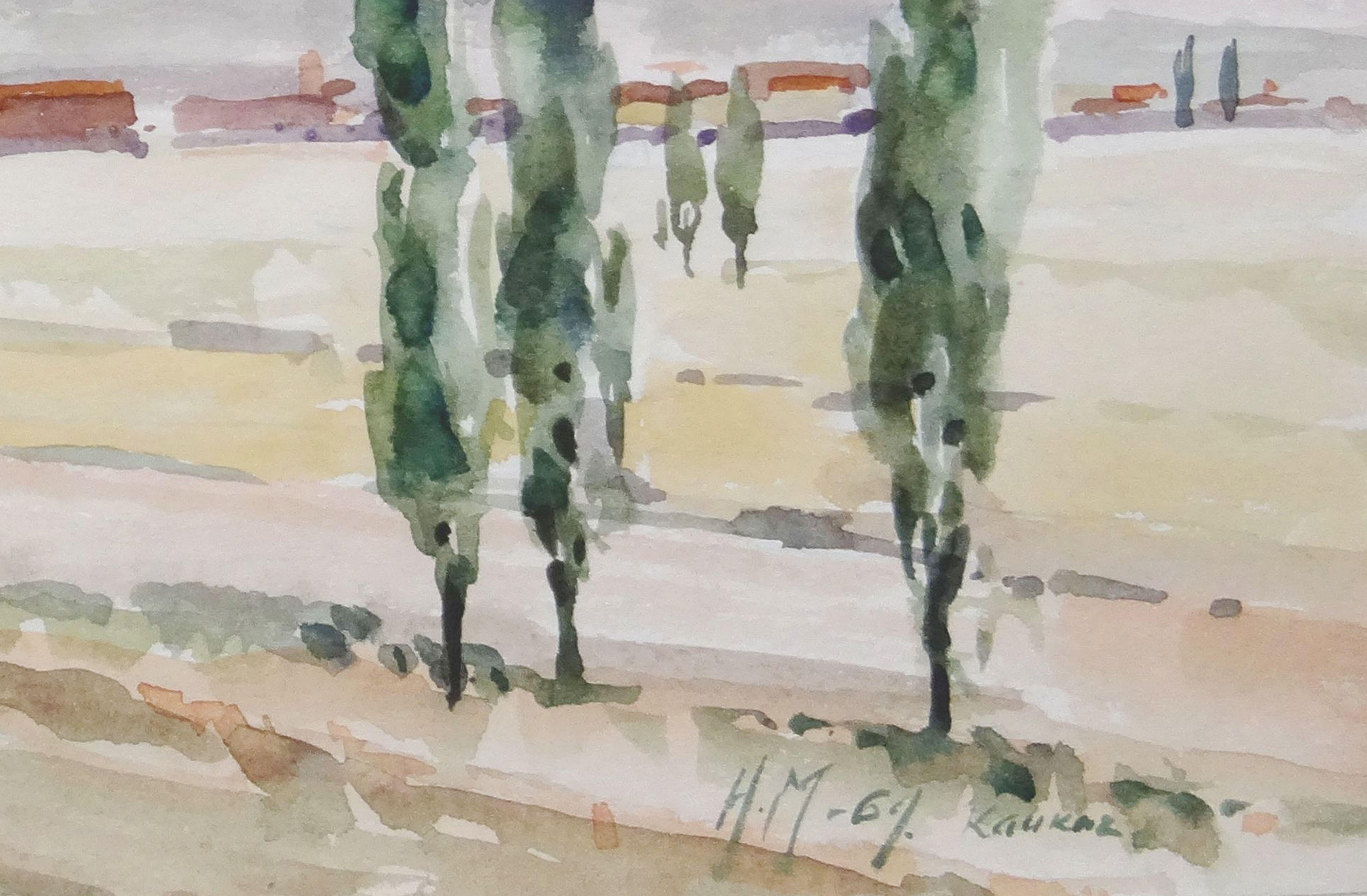 Cáucaso  1969, papel/acuarela, 29x40,5 - Painting de Herberts Mangolds