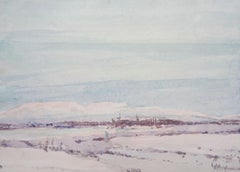 Landschaft 1965. Papier/Aquarell., 14,5x20 cm