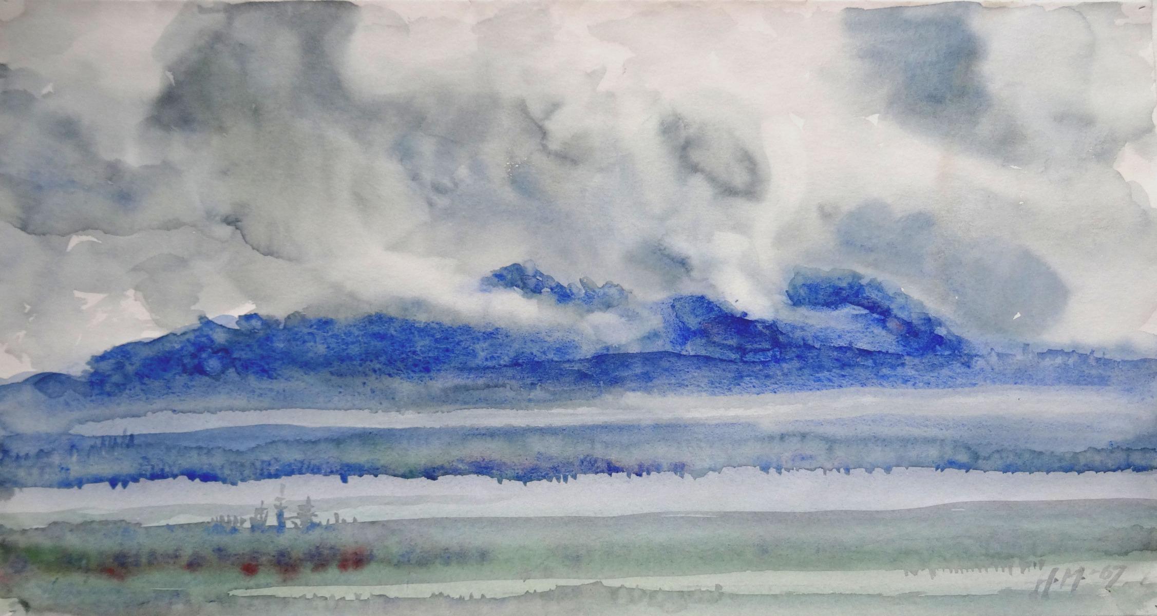 Paisaje  1967, papel/acuarela, 23x43,5 cm