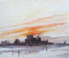Puesta de sol  1970, papel/acuarela, 20x24 cm