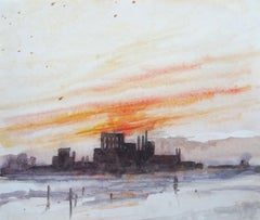 Retro Sunset  1970, paper/watercolor., 20x24 cm