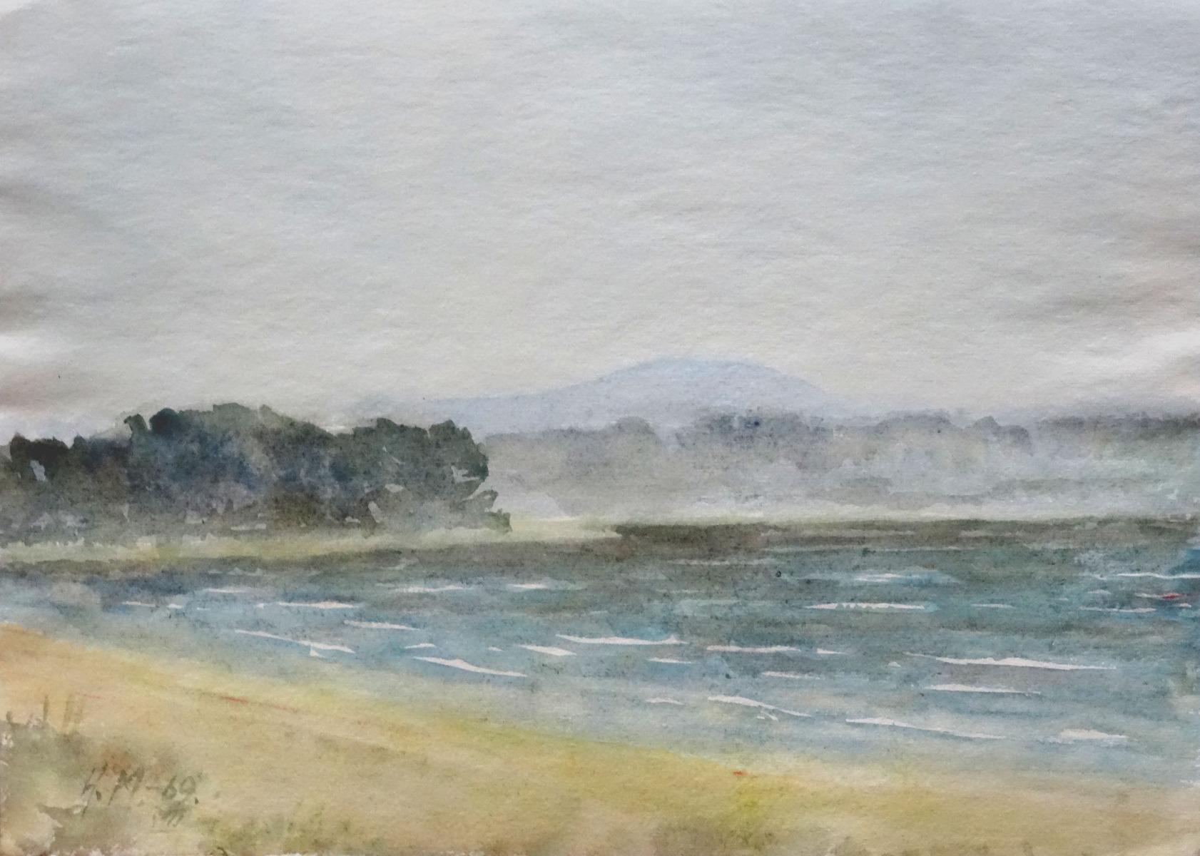 Herberts Mangolds Landscape Painting - The coast  1969, watercolor on paper, 20.5x28.5 cm