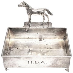 Antique Herbst & Wassall Sterling Silver Figural Horse Business Card Holder