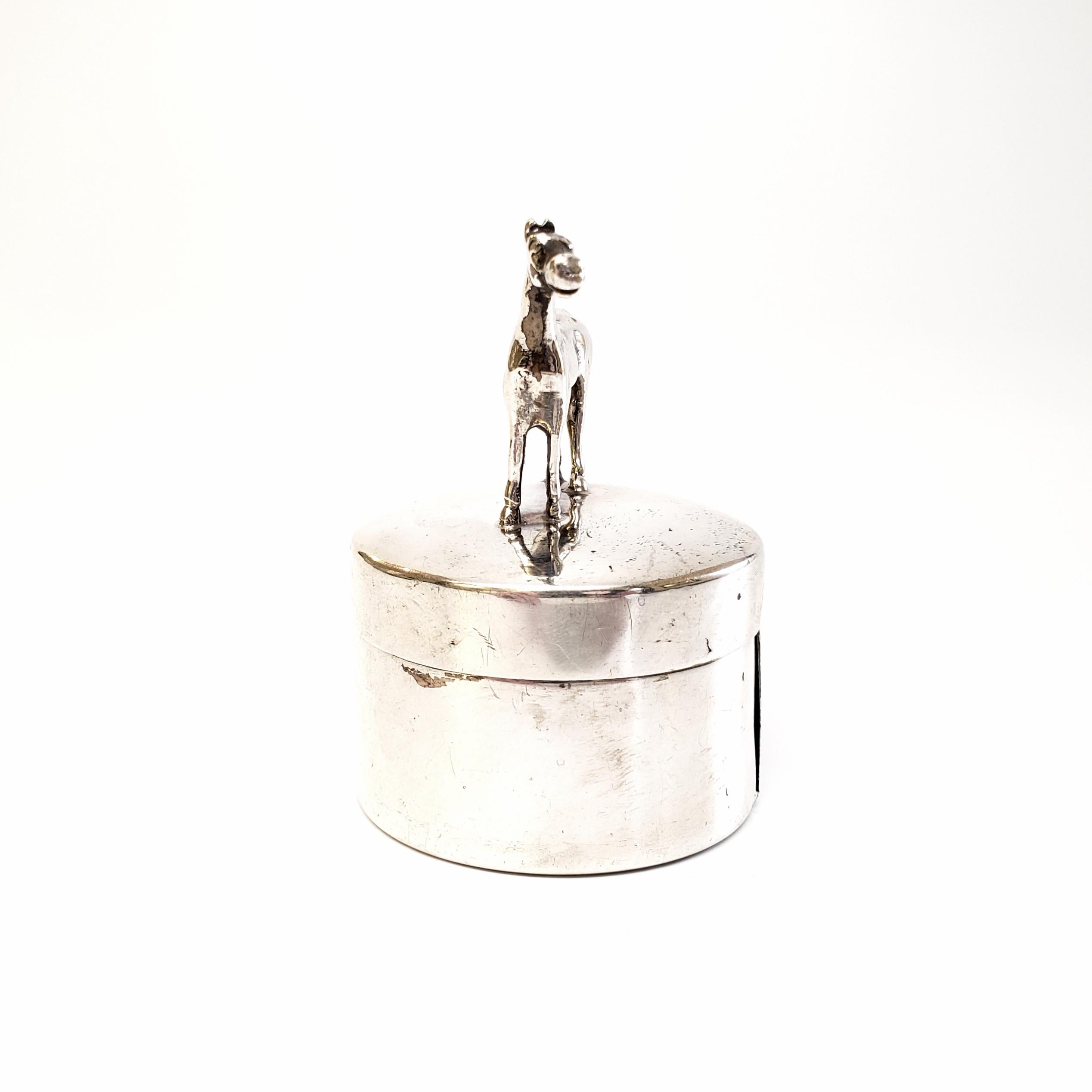 Herbst & Wassall Sterling Silver Figural Horse Postage Stamp Box In Good Condition In Washington Depot, CT
