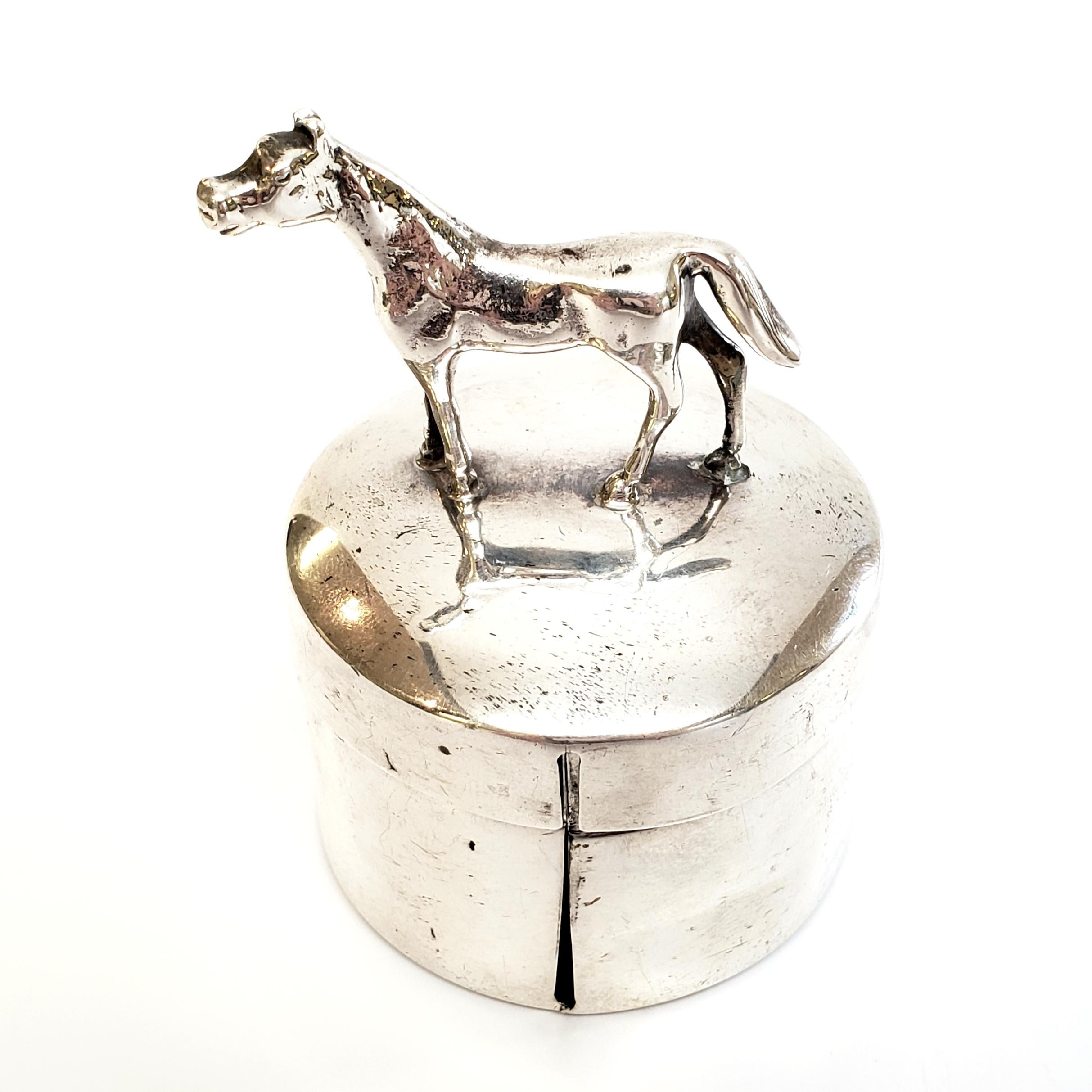 20th Century Herbst & Wassall Sterling Silver Figural Horse Postage Stamp Box