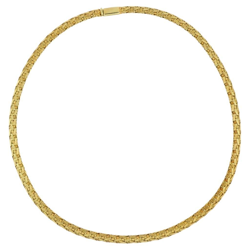 Herco Italian 14k Gold Necklace Woven Design For Sale