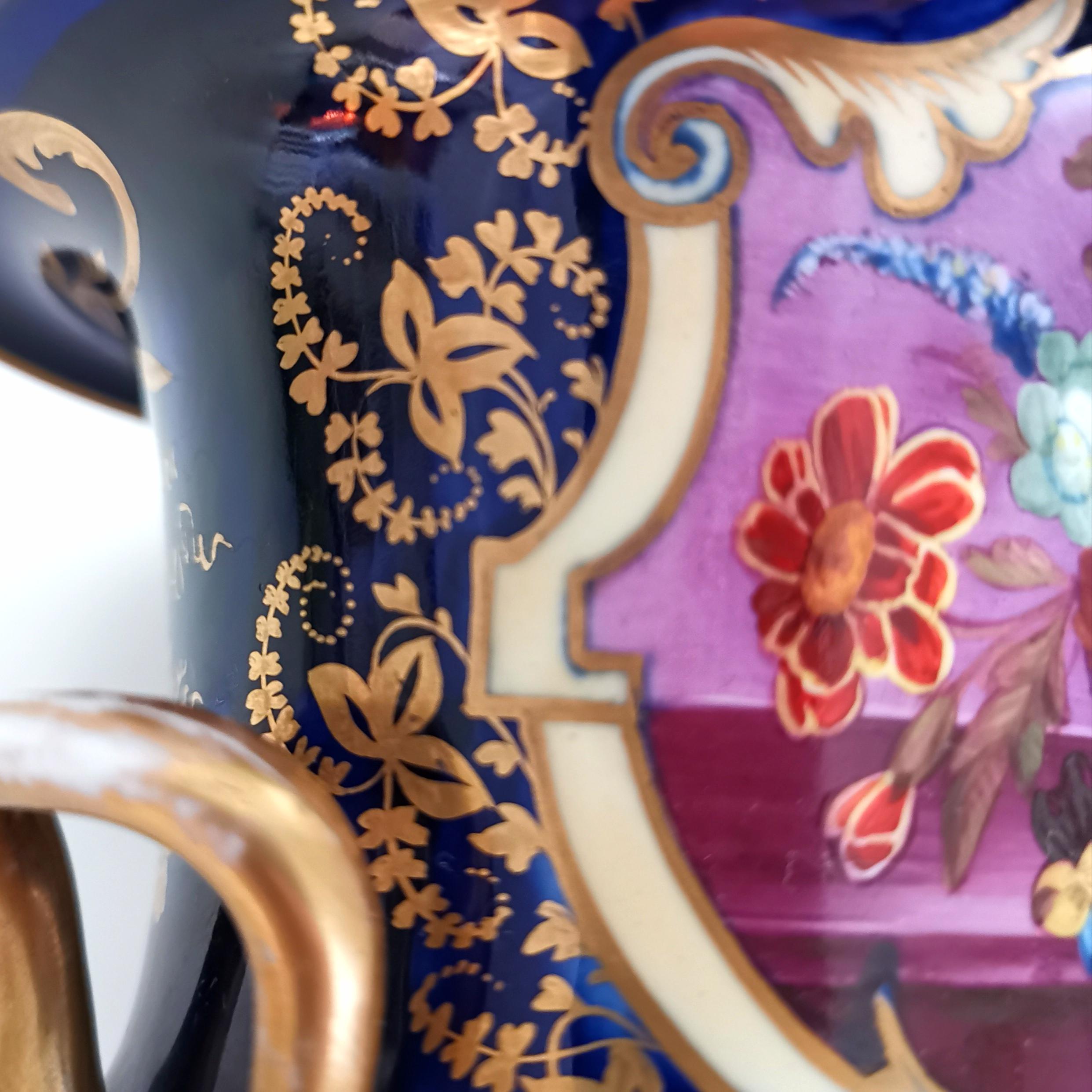 Herculaneum Porcelain Vase, Purple, Flowers Lion Head Handles Regency circa 1820 In Good Condition In London, GB