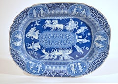 Herculano Plato estampado azul con motivos griegos