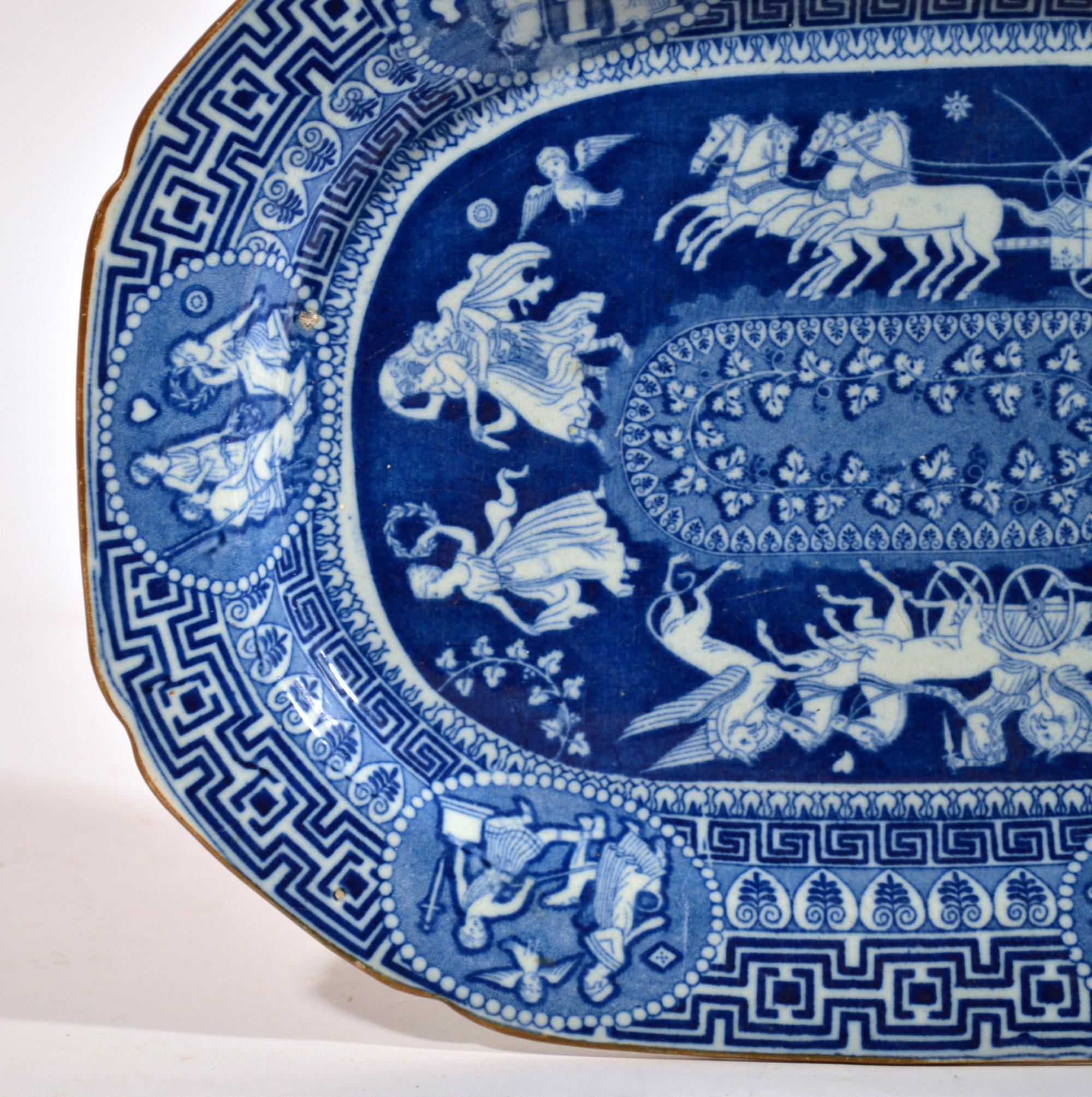 Herculaneum neo-klassischen griechischen Muster blau gedruckt Gericht,
Frühes 19. Jahrhundert

Das zentrale Muster der unterglasurblauen Keramik aus Herculaneum zeigt eine Reihe von Bildern, die eine ovale Tafel mit einer Blattranke umschließen.